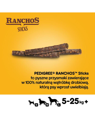 PEDIGREE Ranchos Sticks 60 g pochúťky pre psov z kuracej pečene