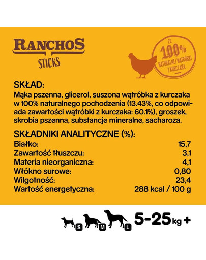 PEDIGREE Ranchos Sticks 60 g pochúťky pre psov z kuracej pečene