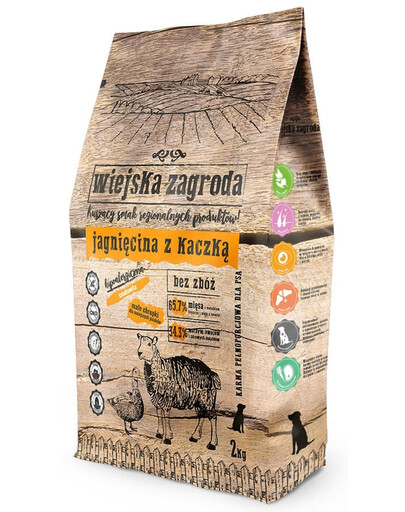 WIEJSKA ZAGRODA Krmivo pre psov malých a stredných plemien, jahňacie a kačica 2 kg
