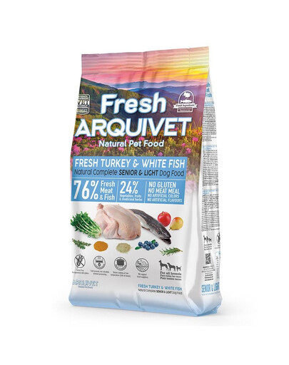 ARQUIVET Fresh Senior Light Polo-vlhké krmivo pre seniorov Morčacie a biele ryby 2,5 kg