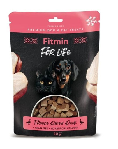 FITMIN For Life Freeze dried duck 30 g Lyofilizovaná maškrta z kačice pre psov a mačky