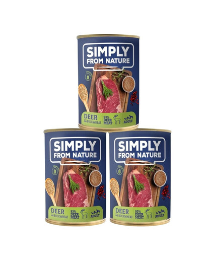 SIMPLY FROM NATURE Konzerva pre psov Jelenie mäso s pohánkou 3x400g