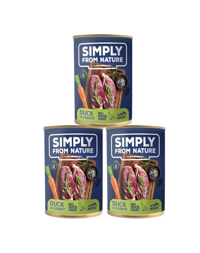 SIMPLY FROM NATURE Konzerva pre psov kačica s mrkvou 3 x 400 g