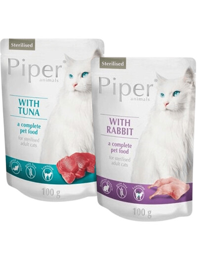 PIPER 24x100g Pre sterilizované mačky s králikom a tuniakom