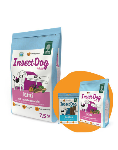 GREEN PETFOOD InsectDog Mini Grainfree 7,5 kg + 900 g & Denties ZADARMO