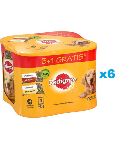 PEDIGREE Adult 24x400 g mokré kompletné krmivo pre dospelých psov v želé s kuracím a hovädzím mäsom