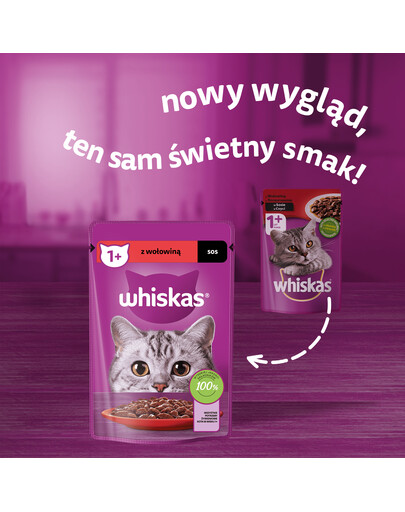 WHISKAS Adult 85g vrecúško krmiva pre dospelé mačky v hovädzej omáčke