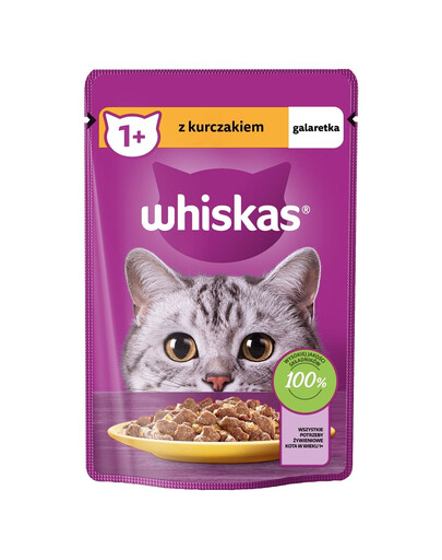 WHISKAS Adult 85g vrecúško krmiva pre dospelé mačky v želé s kuracím mäsom