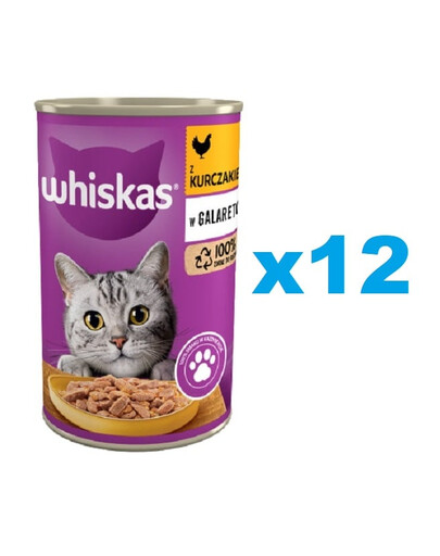WHISKAS Can Jelly Chicken 12x400g Krmivo pre dospelé mačky v želé