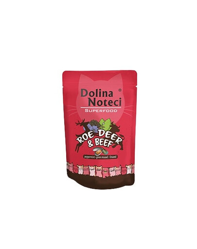 DOLINA NOTECI Superfood srnčie a hovädzie mäso 85g pre mačky