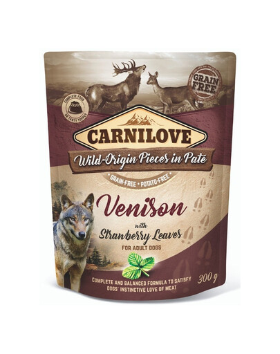 CARNILOVE Dog Paté Venison with Strawberry Leaves 300g