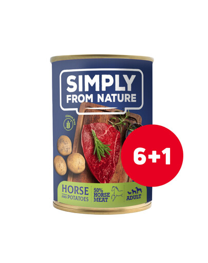 SIMPLY FROM NATURE konzerva pre psov Konské mäso so zemiakmi 6 x 400 g + 1 ZADARMO