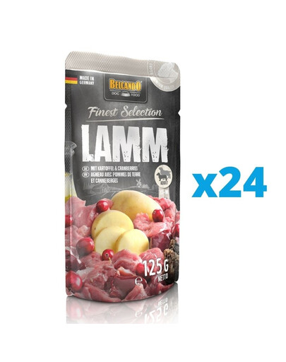 BELCANDO Jahňacie so zemiakmi a brusnicami 24x125 g kapsička pre psy