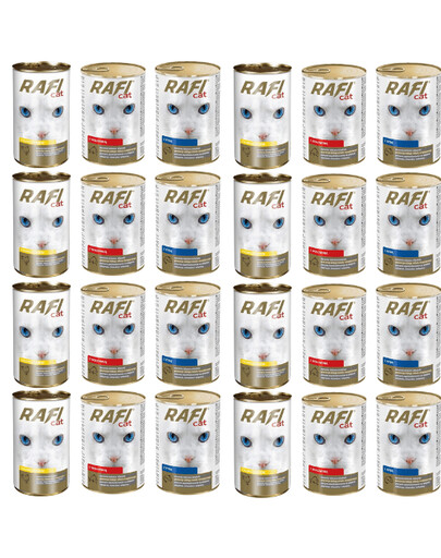 RAFI Adult Mix príchutí 24x415 g Konzerva pre dospelú mačku s hydinovým mäsom