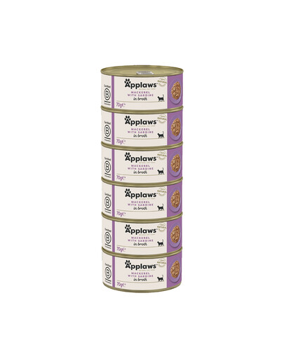 APPLAWS Cat Adult Mackerel with Sardine in Broth makrela i sardynka w bulionie 6x70 g