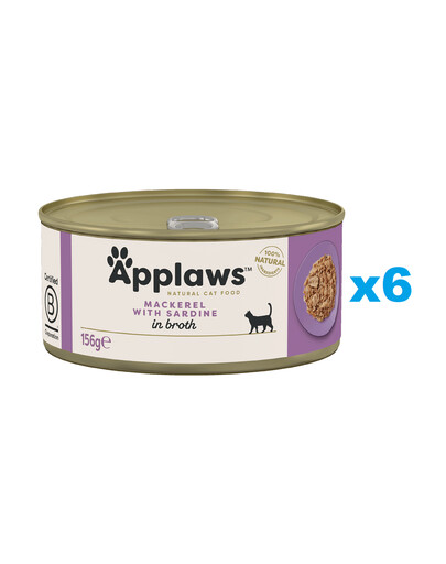 APPLAWS Cat Adult Mackerel with Sardine in Broth makrela a sardinky vo vývare 6x156 g