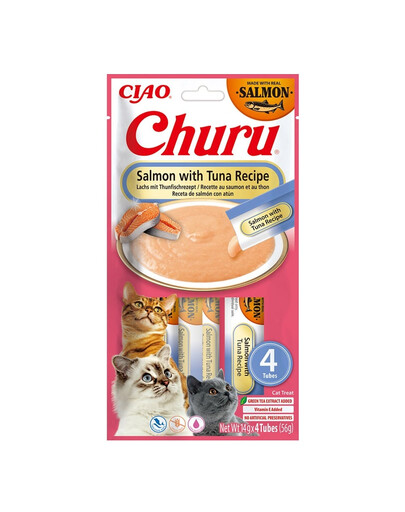 INABA Churu Cat Salmon with Tuna 4x14g krémová mačka s príchuťou lososa a tuniaka
