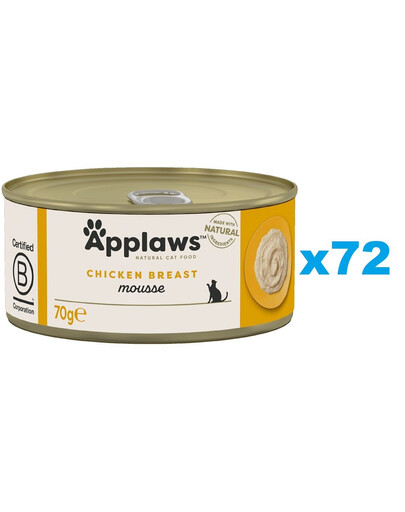 APPLAWS Cat Adult Mousse Chicken pena s kuracím mäsom 72x70g