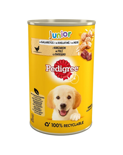 PEDIGREE Junior 12 x 400g mokra pełnoporcjowa karma dla dorastających psów z kurczakiem w galaretce