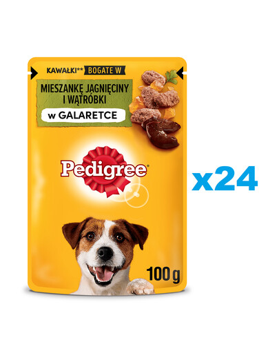 PEDIGREE Adult kapsičky 24x100 g vlhké krmivo pre dospelých psov v želé s jahňacím a pečeňou
