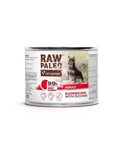 RAW PALEO Beef Rabbit Adult 200g mokré krmivo s hovädzím mäsom a králikom pre psov