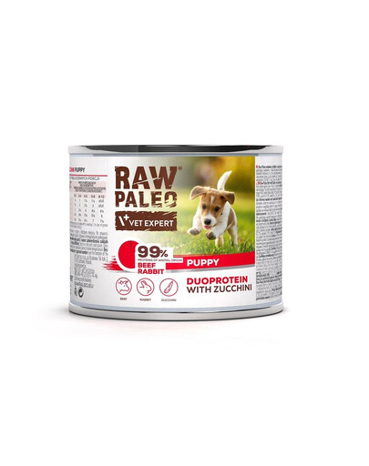 RAW PALEO Beef Rabbit Puppy 200g mokré krmivo hovädzie mäso s králikom pre šteniatka
