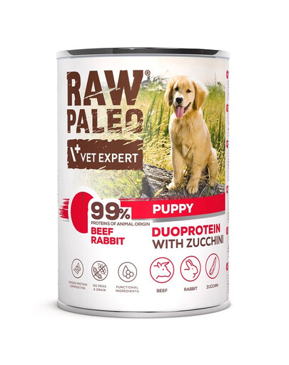 RAW PALEO Beef Rabbit Puppy 400g mokré krmivo hovädzie mäso s králikom pre šteniatka