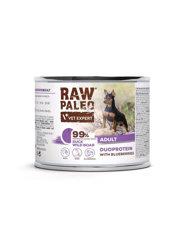 RAW PALEO Duck Boar Adult 200g mokré krmivo pre psov s kačicou a diviakom