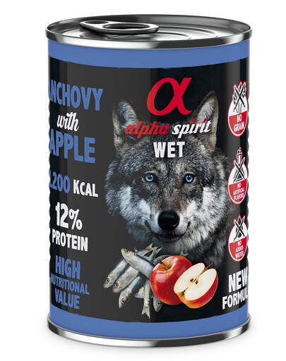 ALPHA SPIRIT Anchois z jabłkiem 400 g mokra karma dla psa