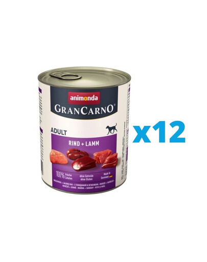 ANIMONDA GranCarno zestaw z wołowiną i jagnięciną 12 x 800 g