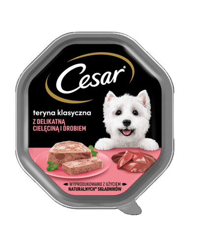 CESAR 150 g kompletné krmivo pre dospelé psy s jemným teľacím a hydinovým mäsom