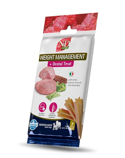 FARMINA N&D Quinoa Dental Treat Weight Management Medium/Maxi 100 g (7 ks) Dentálna maškrta pre stredné a veľké plemená psov