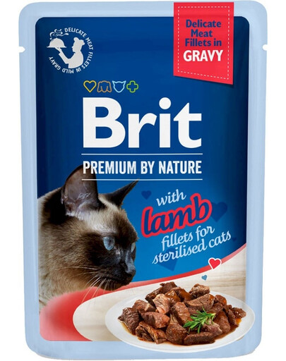 BRIT Premium By Nature Fillets in Gravy for Sterilized cats 24x85g S jahňacinou pre sterilizované mačky