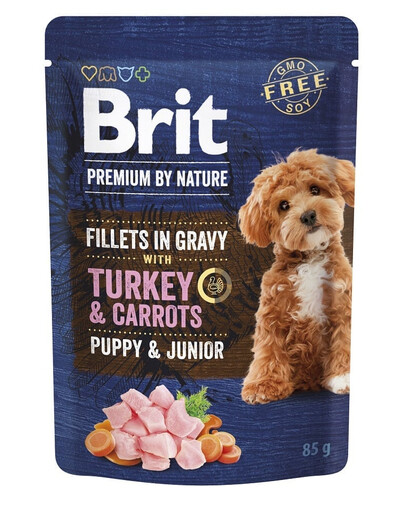 BRIT Premium By Nature Puppy Junior Fillets in Gravy Turkey & Carrot 24×85 g S morčacím a mrkvou