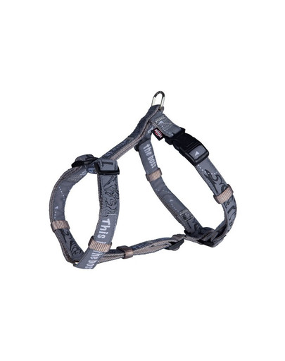 TRIXIE Szelki "Modern art this is the boss h-harness" XS - S 30-40 cm / 10 mm szary