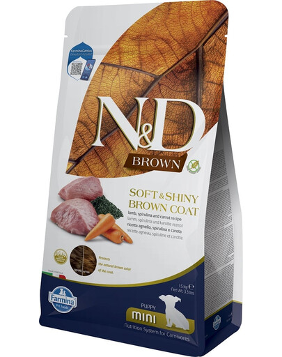 FARMINA N&D Brown Dog Puppy 1,5kg Jahňacie mäsom, spirulina a mrkva