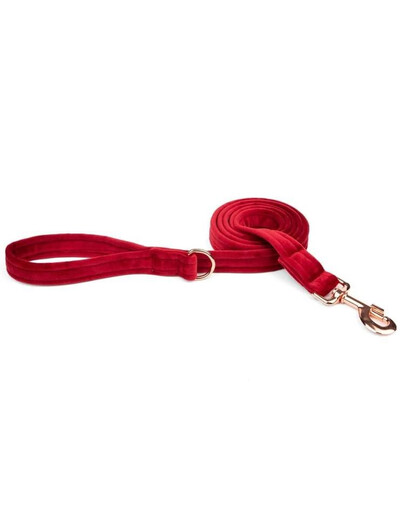 ESME FOR DOG Zamatové vodítko pre psov čerešňovej farby 150 cm / 2 cm