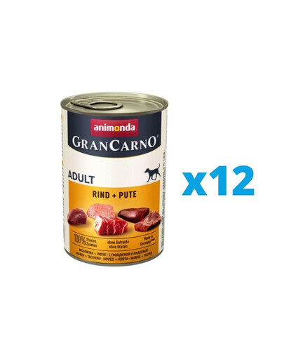 GranCarno zestaw z wołowiną i indykiem 12 x 400 g