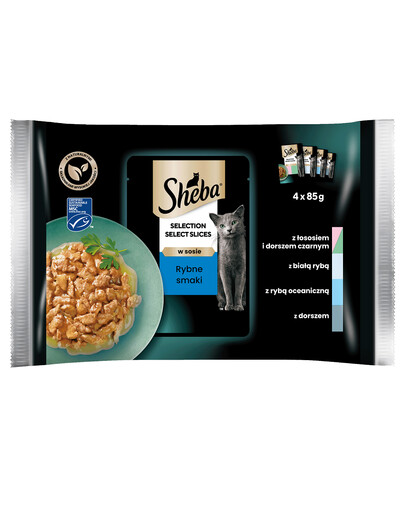 SHEBA Selection in Sauce mix rybích príchutí v omáčke 4x 85 g