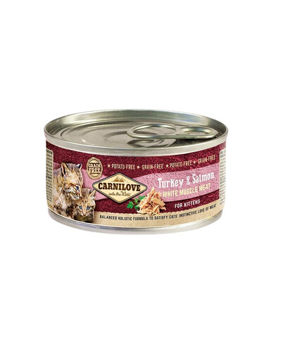 CARNILOVE Kitten 100g Konzerva pre mačiatka s morčacím mäsom a lososom