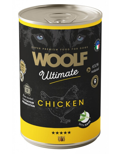 WOOLF Ultimate Adult Dog Chicken with Sage 400g krmivo s kuracím mäsom a šalviou pre psov