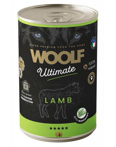 WOOLF Ultimate Adult Dog Lamb with Rosemary 400g krmivo v konzervě s jahňacím mäsom a rozmarínom pre psov