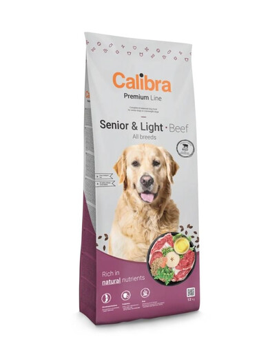 CALIBRA Dog Premium Senior Light All Breeds Beef 12kg monoproteínové krmivo s hovädzím mäsom pre starších psov alebo psov s nadváhou