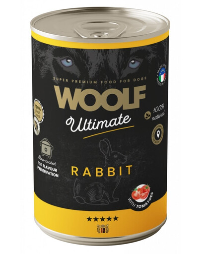 WOOLF Ultimate Adult Dog Rabbit and Tomatoes 400g krmivo v konzervě s králikom a paradajkami pre psov