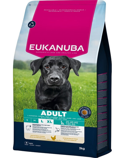 EUKANUBA Adult Large Breeds Chicken 3 kg Suché krmivo pre psov veľkých plemien bohaté na čerstvé kurča