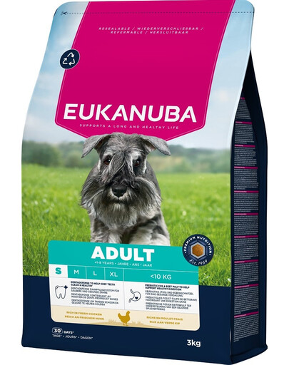 EUKANUBA Adult Small Breeds Chicken 3 kg Krmivo pre psov malých plemien bohaté na čerstvé kurča