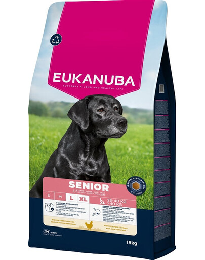EUKANUBA Senior Large Breeds Chicken 15 kg Krmivo pre starších psov veľkých plemien bohaté na čerstvé kurča