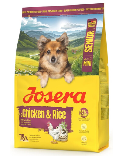 JOSERA Mini Senior Chicken and Rice 3kg Bezglutenové krmivo s kuracím mäsom a ryžou