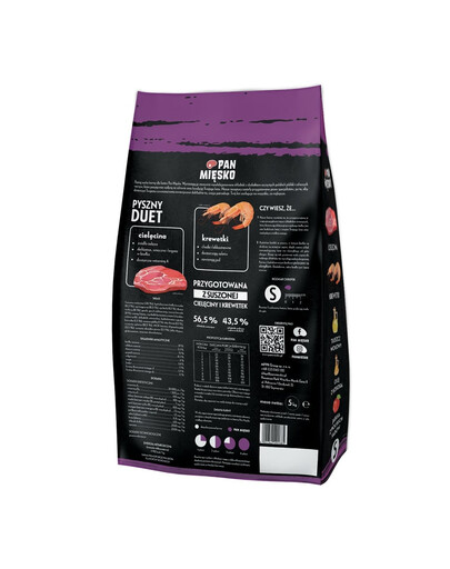 PAN MIĘSKO Teľacina s krevetkami pre mačky chrumkavé S 5 kg