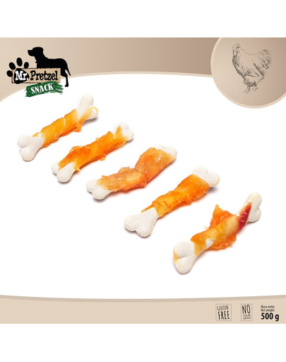 MR. PRETZEL Kocky s mäkkým kuracím mäsom 500 g pochúťka pre psa